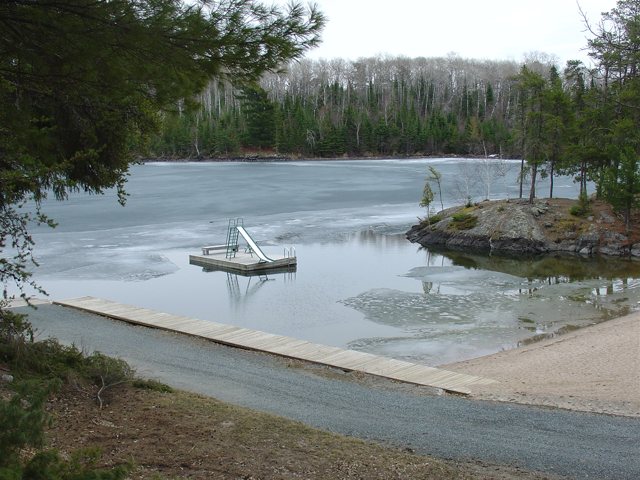 Open water around the swim raft